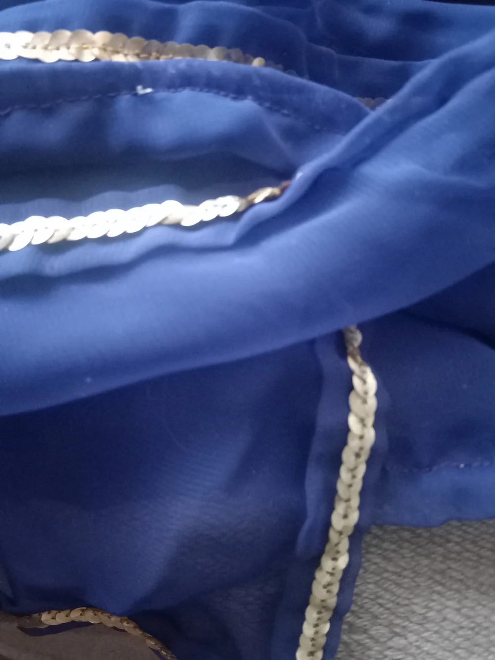 INDIA Gold,Royal Blue Sequin-Trim Chiffon Wrap 42